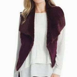 WHBM Shearling Vest in Cabernet Vegan Vest